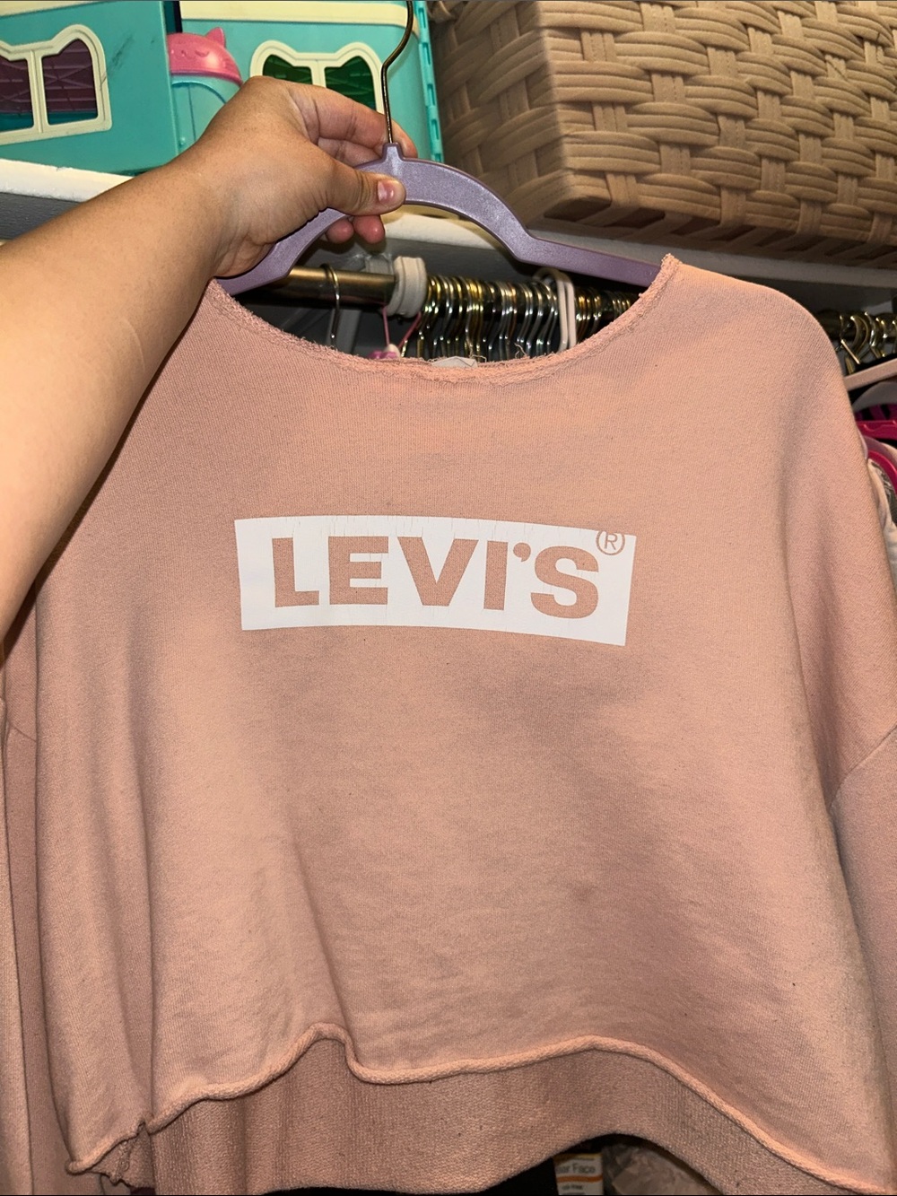 Levi's Pink Cropped Logo Sweatshirt